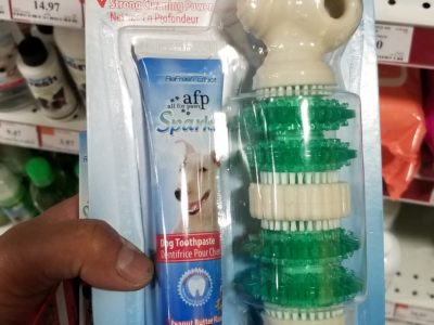 Dog toothbrush and toothpaste